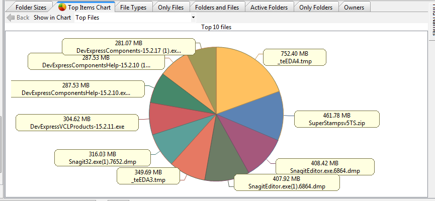 Top Items Chart for Disk Space Usage