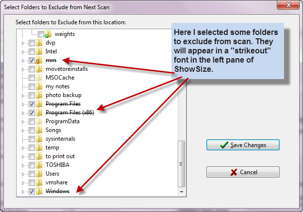 Exclude folders feature to speed up the scan